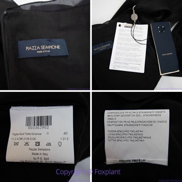 NEW Piazza Sempione Italian-made cashmere/silk black shift‎ dress, IT 40 - Picture 16 of 16